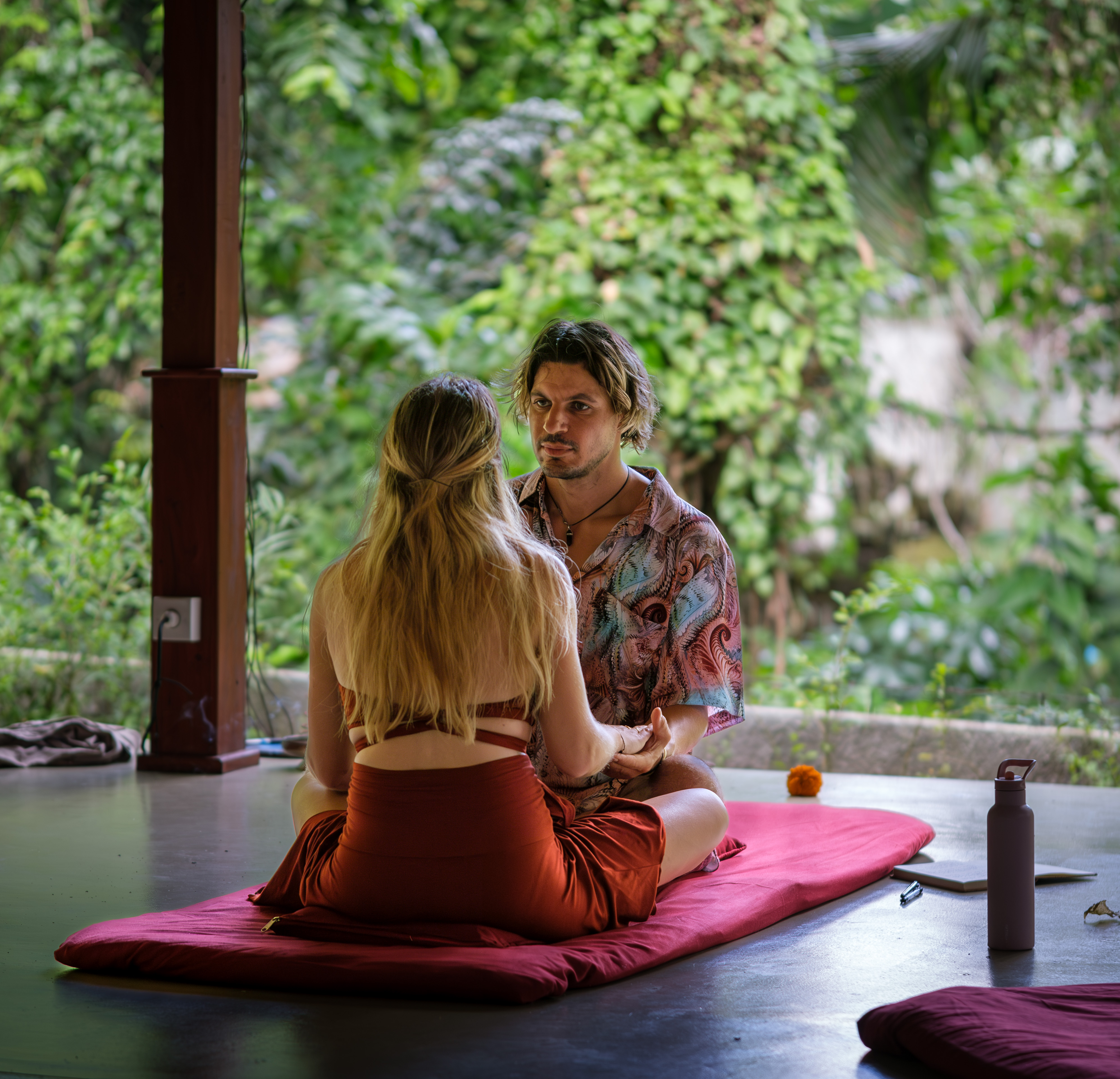Intimate retreat session in a sacred Balinese shala